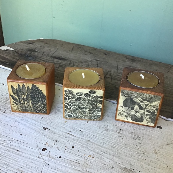 Peg & Awl wooden tea candle HOLDER 3 pieces
